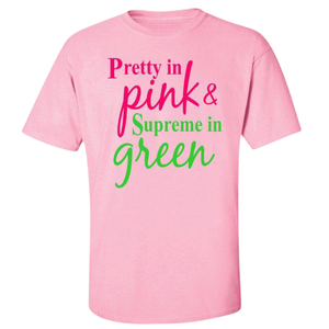 Camiseta Pretty in Pink Green, color rosa claro, algodón premium, cuello redondo, manga corta, camiseta gráfica de moda - Product Image 1