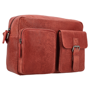 Red Leather Crossbody Messenger Bag With Buckle Closure And <b>Adjustable</b> <b>Strap</b> For Women Classic Style Daily Use - Product Image 3