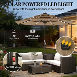 Ombrellone da Esterno Color Kaki per Terrazza e Cortile, Ideale per Giardino e Patio - Product Image 2