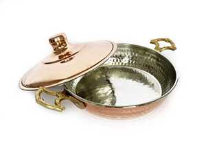 Poêle à frire Emirgan en cuivre martelé fait main, antiadhésive, avec couvercle, nid d'abeille, pour omelettes, 14-17-18-20-22,5 cm - Product Image 2