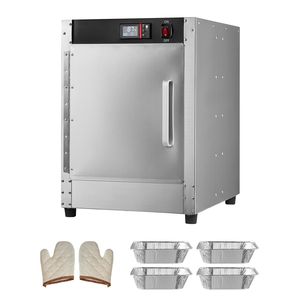 Scaldavivande a 4 livelli in acciaio inossidabile con controllo manuale della temperatura, porta singola, ripiani regolabili e vassoio per l'acqua, ideale per uso professionale - Product Image 1