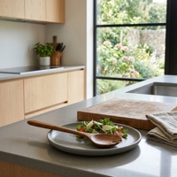 Cuchara para servir ensalada de madera de teca maciza de grado alimenticio, espátula ranurada, utensilio de cocina de madera hecho a mano, herramienta de cocina balinesa premium