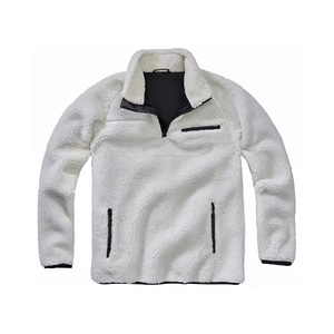 Men's <b>White</b> Fleece Half Zip Pullover Stand Collar Regular Fit Winter Casual <b>Sweatshirt</b> WIth Three Pocket - Product Image 1