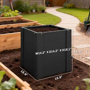 Black 1.4 X 1.4 X 1.5 ft Raised Garden Bed Galvanized Outdoor Gloves for Gardening Flower Herb Vegetable <b>Planter</b> <b>Box</b> - Product Image 3