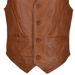 Best Customized Waterproof Winter Men Leather Vest with Button Detail OEM Service Genuine Leather Zipper Closure Outerwear - Product Image 5