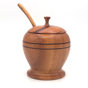 Sucrier en bois au design moderne avec cuillère, pots à épices et condiments en bois d'acacia naturel de luxe pour la maison - Product Image 1