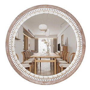 Bamboo Jute Round Wall <b>Mirror</b> Natural Blonde Wholesale Handcrafted - Product Image 2