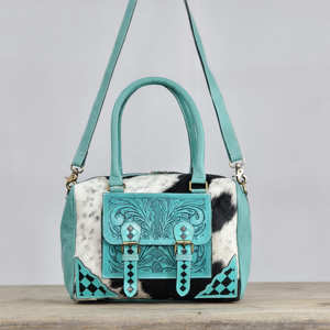Vintage Bohemian Real Handmade Cowhide <b>Fur</b> Floral Carving Leather Waterproof ZIP Closure Shoulder Bags Stylish Women's Western - Product Image 3