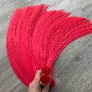 Prix usine 100% brut vierge vietnamien humain en vrac cheveux os droit néon rose couleur Super Double dessiné Extensions de cheveux - Product Image 4