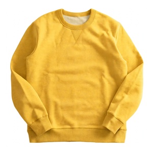 Sweat-shirt col rond jaune uni en molleton pour homme, pull décontracté d'hiver en mélange de coton à manches longues, vêtement streetwear, logo personnalisé - Product Image 1