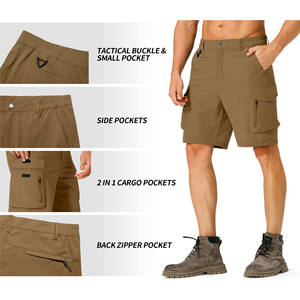 Pantalones Cortos Deportivos Casuales para Hombre, 100% Poliéster, Transpirables, de Secado Rápido, Cintura Elástica, Holgados, Sólidos, Hasta la Rodilla - Product Image 4