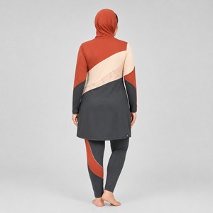 Wholesale Modest Burkini Swimwear Women modest bikini set with Scarf <b>Top</b> Oversized Pants Summer Beachwear High Cut Print Front - Product Image 6