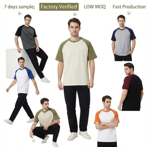 เสื้อยืดคอกลมผู้ชาย แขนเสื้อแบบแร็กแลน 2 สี ผสมโพลีเอสเตอร์ 95% สแปนเด็กซ์ 5% สไตล์สปอร์ต ออกกำลังกาย แห้งเร็ว ระบายเหงื่อได้ดี รับสกรีนโลโก้แบรนด์ - Product Image 4