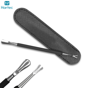 2026 Durable Customized Made Premium Stainless Steel Cuticle Nail Pusher With Textured Black Handle and Protective Pouch - Product Image 4