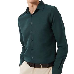 เสื้อ dobby ผ้าคอตตอนโพลีเอสเตอร์ระบายอากาศสำหรับผู้ชายสีเขียวเนื้อผ้าบางพอดีสำหรับใส่ทำงานออกแบบได้ตามต้องการขนาด - Product Image 4