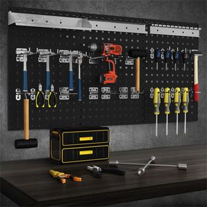 4 Ft. Black <b>Wall</b> Mounted Pegboard Organizer Kit Metal Toolboard for <b>Wall</b> <b>Storage</b> - Product Image 6