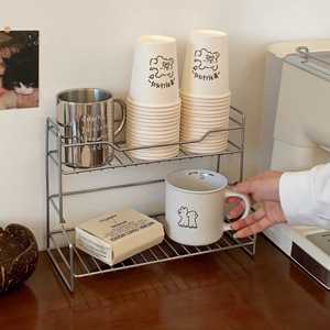 2-tier metal mug countertop <b>drink</b> shelf metal cup holder mug organizer <b>drink</b> storage <b>rack</b> - Product Image 3