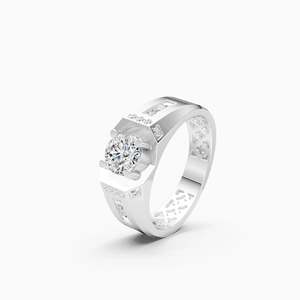 Anillo de Hombre Solitario Moderno y Clásico con Diamante Cultivado en Laboratorio, Ético y Audaz |   1.14 quilates de oro redondo de 9 quilates en tonos amarillo, blanco y rosa - Product Image 3