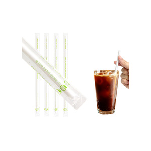 [DONGILPLATECHI] Diang 7 x 210 mm Pailles biodégradables en PLA emballées individuellement, pailles biodégradables pour boissons, pour café - Product Image 1