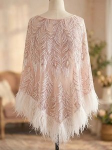 Bespoke Hand-Beaded Gold Sequin Capelet Mesh Tassel Evening Shawl for High-Fashion Retailers & Bridal Salons - Product Image 4