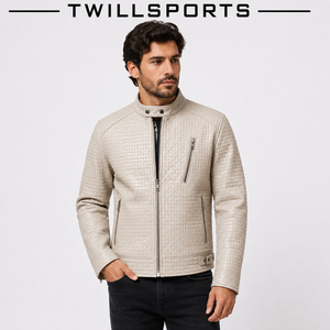 Custom Men's Quilted PU Leather <b>Biker</b> <b>Jacket</b> Premium Motorcycle Outerwear Long Sleeve Stylish Stand Collar - Product Image 3