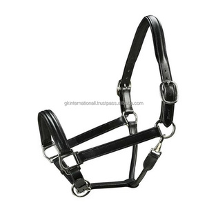 Cabestro de caballo de cuero cosido triple Halter de caballo de cuero acolchado de lujo en cuero genuino marrón negro o bronceado tamaños personalizados - Product Image 3