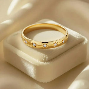 Anillo de Eternidad de Moissanita de Lujo, Plata de Ley 925, Chapado en Oro de 18K, Anillo de Compromiso y Boda Clásico - Product Image 1