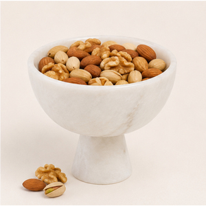 Bol sur piédestal en marbre blanc de luxe, fait main, en pierre naturelle, pour fruits, centre de table moderne pour la décoration de la maison et des hôtels - Product Image 4