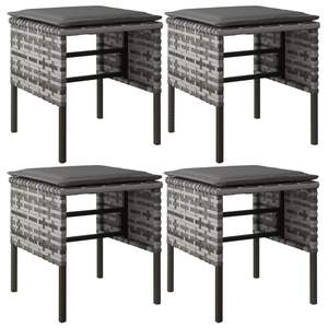 4-pezzi di Poly Rattan grigio poggiapiedi con cuscini mobili da giardino Set - Product Image 2