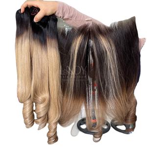 Cheveux vierges de haute qualité, mèches ombrées rebondissantes avec frontal et mèches pour faire des perruques - Product Image 5
