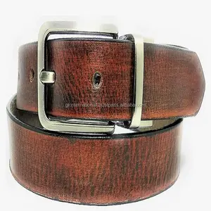 Full Grain Old Style Classic Men's Leather Casual Belt in top grain black leather antique silver finish solid brass buckle