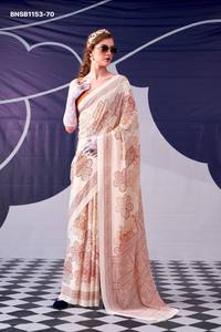 Colección Premium de Sarees y Blusas de Satén de Seda con Estampado Floral para Festivales, Moda Femenina, Fabricante, Proveedor Indio - Product Image 6