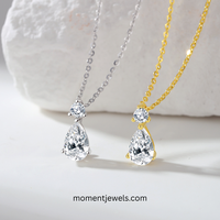 Collier artisanal en argent sterling 925 avec pendentif goutte d'eau en moissanite, chaîne en câble plaquée rhodium