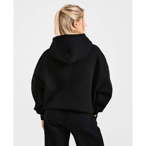 Sudadera con Capucha Extra Grande para Mujer, Color Sólido, Tejido de Algodón, con Bolsillos, Manga Larga, Estilo Otoñal - Product Image 3