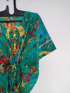 Vestido Kaftan de Algodón Hecho a Mano en India, Ligero, para Playa - Product Image 3