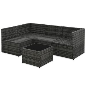 Set salotto da 5 pezzi in Poly Rattan grigio con cuscini per il tempo libero in giardino - Product Image 5