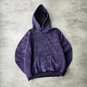 Purple Oversized Hooded Sweatshirt Regular Sleeve Knitted Casual <b>Men's</b> Autumn Wear Solid Color French Terry Fit - Product Image 3
