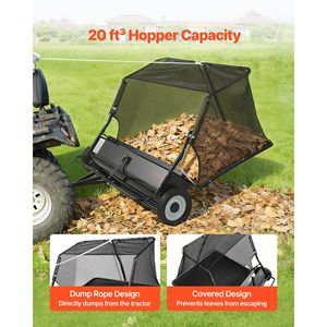 Spazzatrice da Giardino Trainabile da 48 Pollici con Capacità di 26 Cu. Ft. Sacca Raccogli Foglie e Erba con Capacità Elevata, Rimorchiabile, con Funzione di Scarico, Strumento di Raccolta - Product Image 4