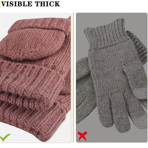 2-in-1 Convertible Jacquard Hand <b>Mittens</b> & <b>Gloves</b> Cotton Breathable Warm Windproof Casual Winter Outdoor Use - Product Image 6