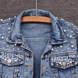 Wholesale High Street Style Custom High Quality Men's Denim <b>Jacket</b> Outdoor Waterproof Breathable Men's Denim <b>Rhinestone</b> <b>Jacket</b> - Product Image 4