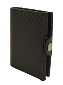 Minimalist Carbon Fiber <b>Card</b> <b>Holder</b> <b>Wallet</b> With Button Closure Black RFID Blocking Credit <b>Card</b> Case - Product Image 6