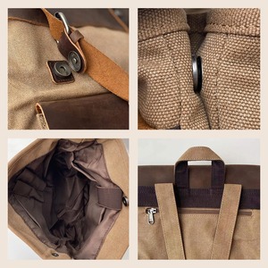 Sac à dos en cuir véritable et toile résistant à l'eau pour voyage en plein air, ordinateur portable, haute qualité, vente en gros, OEM, logo personnalisé, usine LCB-0036 - Product Image 3