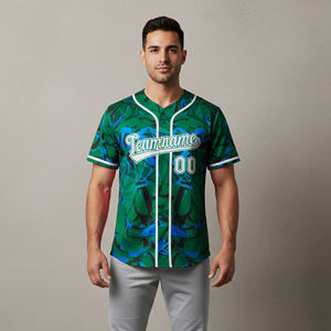 Vente en gros de maillots de baseball courts imprimés par sublimation 100% polyester, vêtements de sport de haute qualité, respirants, design unique, pour hommes - Product Image 1