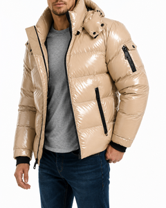 Blouson matelassé en nylon tendance personnalisé pour homme, avec capuche amovible brillante, respirant, sur mesure, OEM - Product Image 6