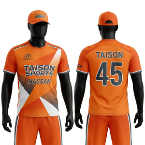 เสื้อคริกเก็ตชาย 180 GSM ผ้าโพลีเอสเตอร์อินเตอร์ล็อคพรีเมียม ระบายเหงื่อได้ดี สีม่วงทอง แถบข้างสีทอง ย้อมสีตามสั่ง พร้อมโลโก้เสื้อคริกเก็ต - Product Image 4