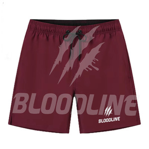 BLOODLINE Pantalones cortos deportivos informales de secado rápido con cordón y cintura media para hombre, color granate - Product Image 3