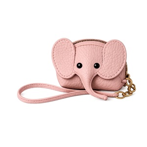 OEM Cute Elephant Coin <b>Purse</b> Keychain PU Leather Mini Zipper Wallet <b>Small</b> Coin Bag with Key Ring Wrist Strap - Product Image 6