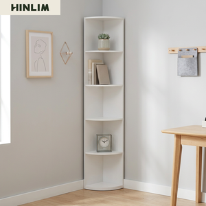 <b>Modern</b> White Corner <b>Shelf</b> 5-Tier MDF Bookcase Space Saving Living Room Furniture Home Office Display Rack Tall - Product Image 1