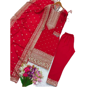 Conjunto de Top y Dupatta para Mujer de Diseñador con Elegante Trabajo sin Moti, Conjuntos Premium para Mujer - Product Image 1