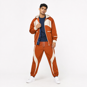 Conjunto de Chaqueta Cortavientos con Bloques de Color, Tela de Poliéster Impermeable, Diseño de Bloques de Color Multipanel, Logotipo Impreso Personalizado, Ropa OEM de Moda - Product Image 2